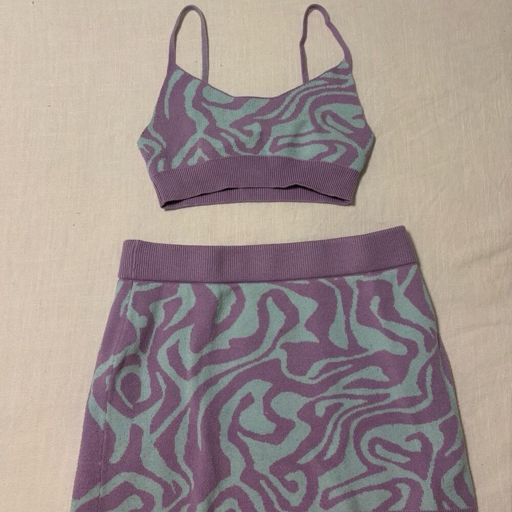 Motel Rocks Knit Two Piece Rave Set Purple Blue XS